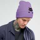 Warm Embroidered Animal Beanie Hat, Unisex Winter Knit Cap, Birthday Christmas Stocking Stuffers Gift for Men Women Girls (Purple)