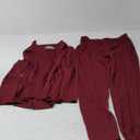 Women's 2 Piece Outfit Deep V Long Sleeve Solid Color Blazer with Pants Elegant Business Suit Sets (XX-Large, Wine Red-2767)