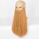 Yan Dream Viking Dwarf Long Braided Synthetic Fake Beard for Halloween Cosplay Costume Parties