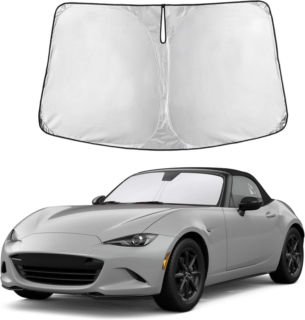 Autovir Windshield Sun Shade Fit for 2016-2023 2024 2025 Mazda Mx-5 Miata | Sunshade, Front Car Window Shades Sun Visor, Blocks UV Rays & Heat, Car Accessories