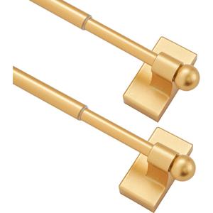 Magnetic Curtain Rods Multi-Use Adjustable Appliance Metal Doors Magnetic Rods, 9-16 Inch, 1/2 Inch Diameter, 2 Pack,Gold (9-16 Inch | 2 Pack)