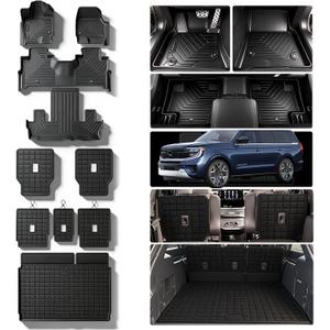 Floor Mats for 2025 2026 Ford Expedition 7 Seats 2nd Row Bucket Seats (Not for Max) & Trunk Mat & Backrest Mat,TPE All Weather Protection 2nd & 3rd Row Backrest Mats Full Set Accessories