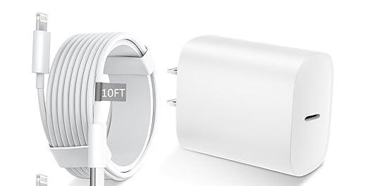 iPhone 14 13 12 11 Fast Charger,10FT Long Fast Charging Lightning Cable with 20W USB C iPhone Charger Type C Charger Block for iPhone 14/14 Pro Max/13/13 Pro Max/12/12 Pro Max/11/11Pro/XS/Max/XR/X,iPad (White)