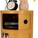 2-Tier Round Bedside Table, Narrow Storage Cabinet, Small Stylish Storage Cabinet, no Installation Required, Suitable for Living Room and Bedroom, Small Space (Yellow)