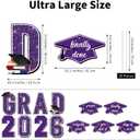 Aneco Waterproof 2026 Grad Yard Signs Plastic Graduation Yard Signs Party Outdoor Lawn Decorations 16 Inches Glitter Congrats Grad Lawn Sign with Stakes for Outdoor Party Garden Decor (Purple), 16 x 10 inches