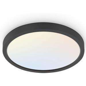 hykolity 18 Inch LED Round Flat Panel Light, Black, 32W, 3200lm, 3000K/4000K/5000K CCT Selectable, 120Beam Angle, Dimmable Edge-Lit Flush Mount Ceiling Light Fixture - ETL Listed
