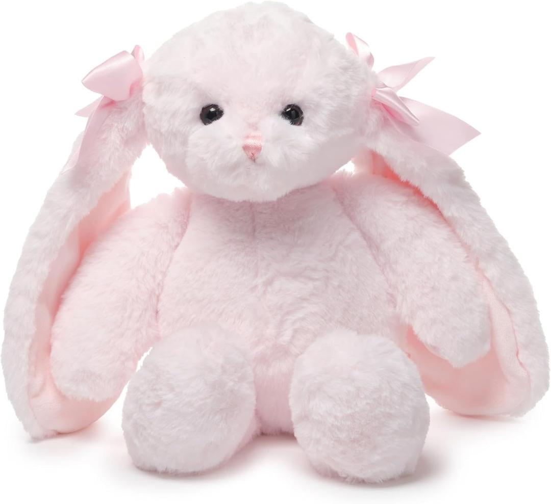 Bearington Light Pink Plush Easter Bunny Stuffed Animal - 14" Soft Cuddly Easter Rabbits with Fluffy Fur and Long Ears - Adorable Stuffed Bunnies Toy Gifts for Kids, Babies, and Holiday Celebrations