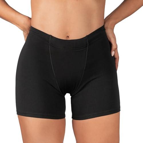 Vulvar Varicosity and Prolapse Support Boy-Leg Brief with Groin Compression Bands - Black - Small