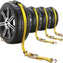 Car Hauler Straps Heavy Duty 10,000 lbs Break Strength-3-Point Tire Tie Down Straps for Trailers,Over The Wheel Tie Downs with Rubber Cleats for SUV,Truck,ATV,UTV