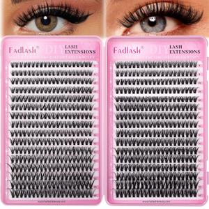FADLASH Lash Clusters 640PCS Wispy Eyelash Clusters 30D+40D Natural D Curl Clusters Eyelash Extensions 8-16mm Individual Lashes for Beginners DIY at Home Lash Extensions