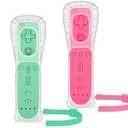 Yosikr Remote Controller for Wii/Wii U, with Silicone Case and Wrist Strap (2 Pack, Pink and Green)