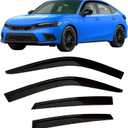 2022-2026 Tape-On Rain Guards for Honda Civic Hatchback Side Window Visor Deflectors HB LX Sport Touring EX-L Tinted Vent Shades Protectors 2023 2024 2025