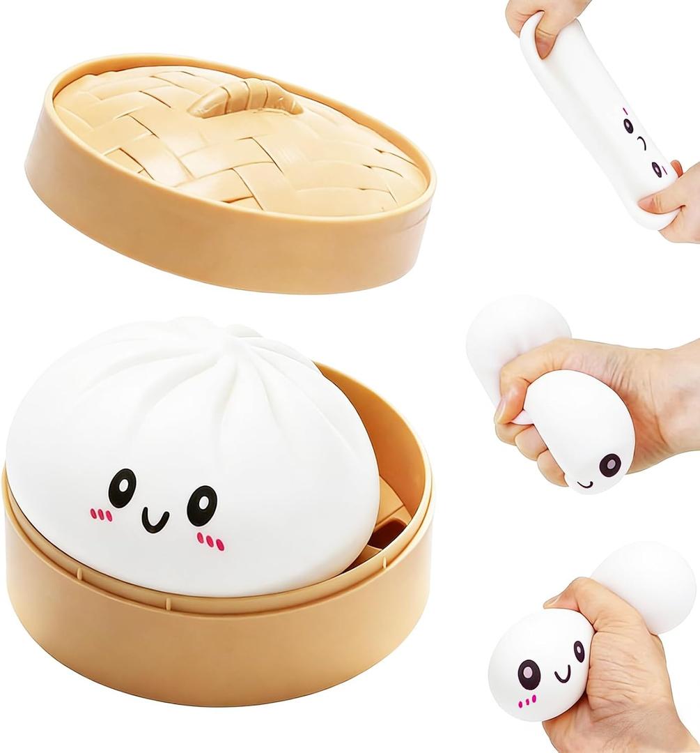 Dumpling Squishy Toy 2026 Upgraded White, Dumpling Squishy Mystery Box, Dumplings Stress Balls Fidget Sensory Toy, Soft Squeeze Decompression Dough for Adults(White)