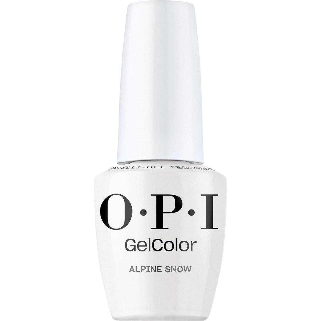 OPI GelColor LED Cure Gel Nail Polish | White, Gray & Black Shades | Salon-Quality Shine, Long-Lasting Wear | Easily Soak Off Removal | Vegan & HEMA Free | 0.5 Fl Oz (Alpine Snow | Opaque Soft White)