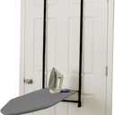 Household Essentials Over The Door Ironing Board, Self-Closing, Slim and Compact, Perfect for Small Spaces, Includes Padded Board Cover, Matte Black