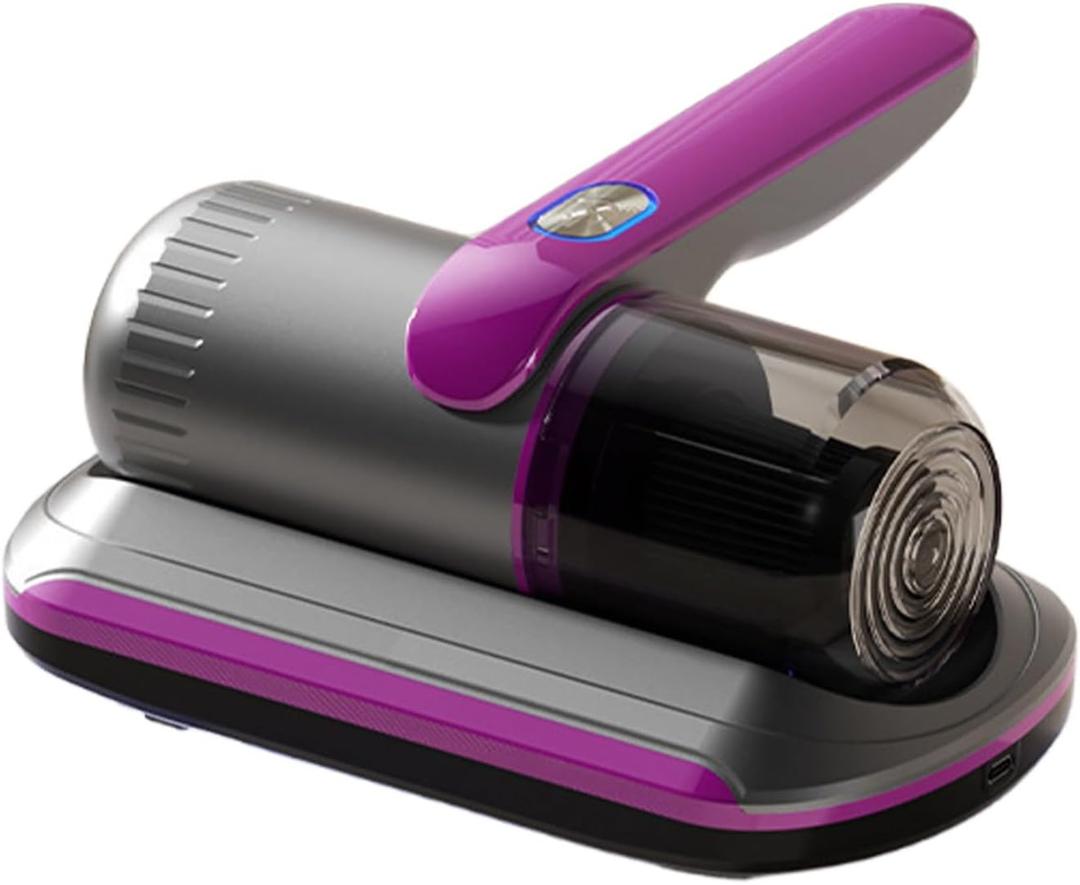 Mattress Vacuum Cleaner, Wireless Handheld Bed Vacuum Cleaner with UV-C Light, HEPA Filter and Ultrasonic Vibration, 12KPa, Suitable for Beds, Sofas, Car Seats, Carpets (Purple,1PC)
