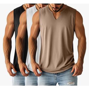 Ficerd 3 Pack Men's Big and Tall Muscle Tank Tops V Neck Sleeveless Shirts Plus Size Summer Casual Lightweight Tees 3XL
