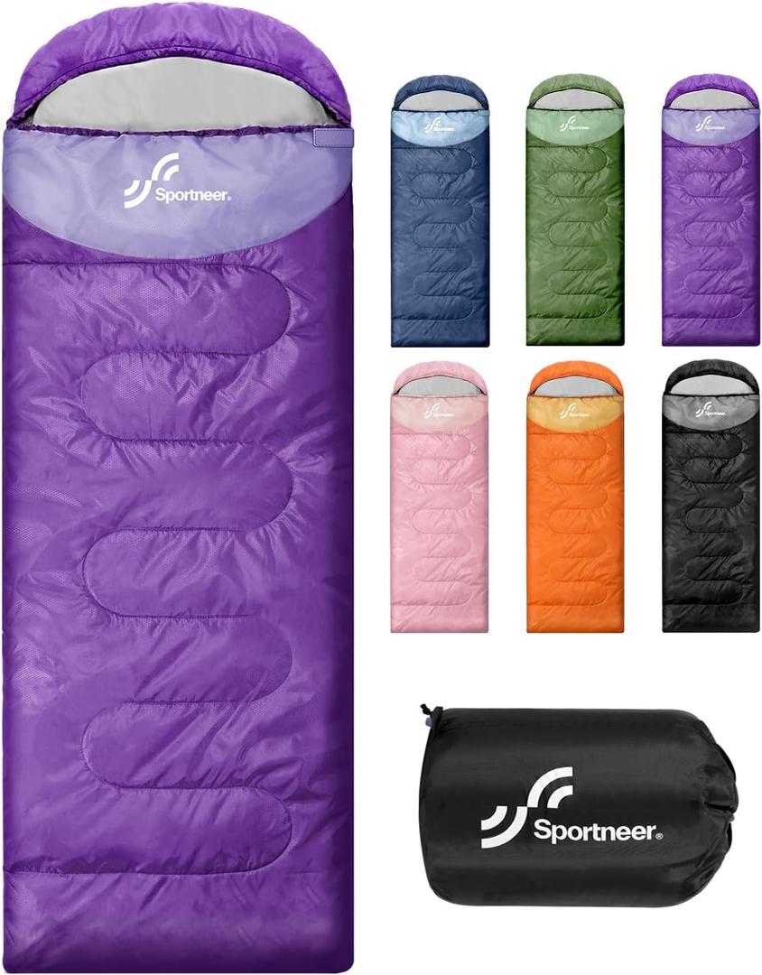 Sportneer Sleeping Bags for Adults, Warm & Cold Weather Sleeping Bag for Adults Kids Boys Girls - Lightweight Compact Camping Gear Equipment, Traveling, Backpacking, Hiking (87"x31.5")