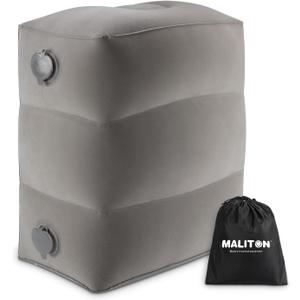 Maliton Inflatable Travel Foot Rest Pillow, Kids Airplane Bed, Adjustable Height Leg Pillow for Air Travel, Make a Flat Bed for Kids and Toddlers, Great for Airplane, Train, carGrey, 1 Pack