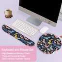 Cute Dinosaur Mouse Pad with Wrist Rest Set, 3-in-1 Wrist Support Mousepad Set, Gaming Mat Pad with Anti-Skid Base,Ergonomic Memory Foam Mouse Pad Set for Women, Office, Typing, Gaming