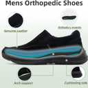 OrthoComfoot Men's Orthopedic Leather Dress Walking Shoes: Casual Arch Support Slip-On Loafers for Plantar Fasciitis, Comfortable Orthotic Shoes for Foot and Heel Pain Relief (Black)