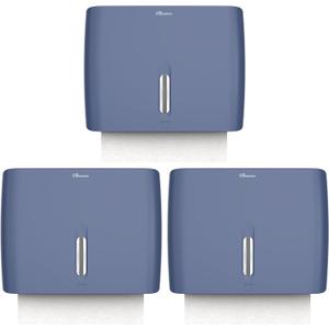 Hand Towel Dispenser for Bathroom Pack of 3 Compact Size Suitable Paper Towels Nail Free Install Or Nail Mount Installation (Blue)