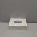 5.8 Capiz Tissue Box Cover, Square Decorative Tissue Holder with Bottom Slider, Handmade Bathroom Accessories, Elegant White Cube for Vanity, Bedroom, Office & Coastal Decor (Natural)