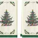 Artoid Mode Sage Green Ornaments Xmas Tree Christmas Kitchen Towels Dish Towels, 18x26 Inch Farmhouse Holiday Winter Decoration Cleaning Set of 2,18" x 26", Green
