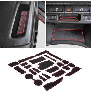 JDMCAR Compatible with Chevy Colorado/GMC Canyon Accessories 2015-2022 Premium Cup Holder, Console, and Door Pocket Inserts Kit (Crew Cab, Red Trim)-26PC Set