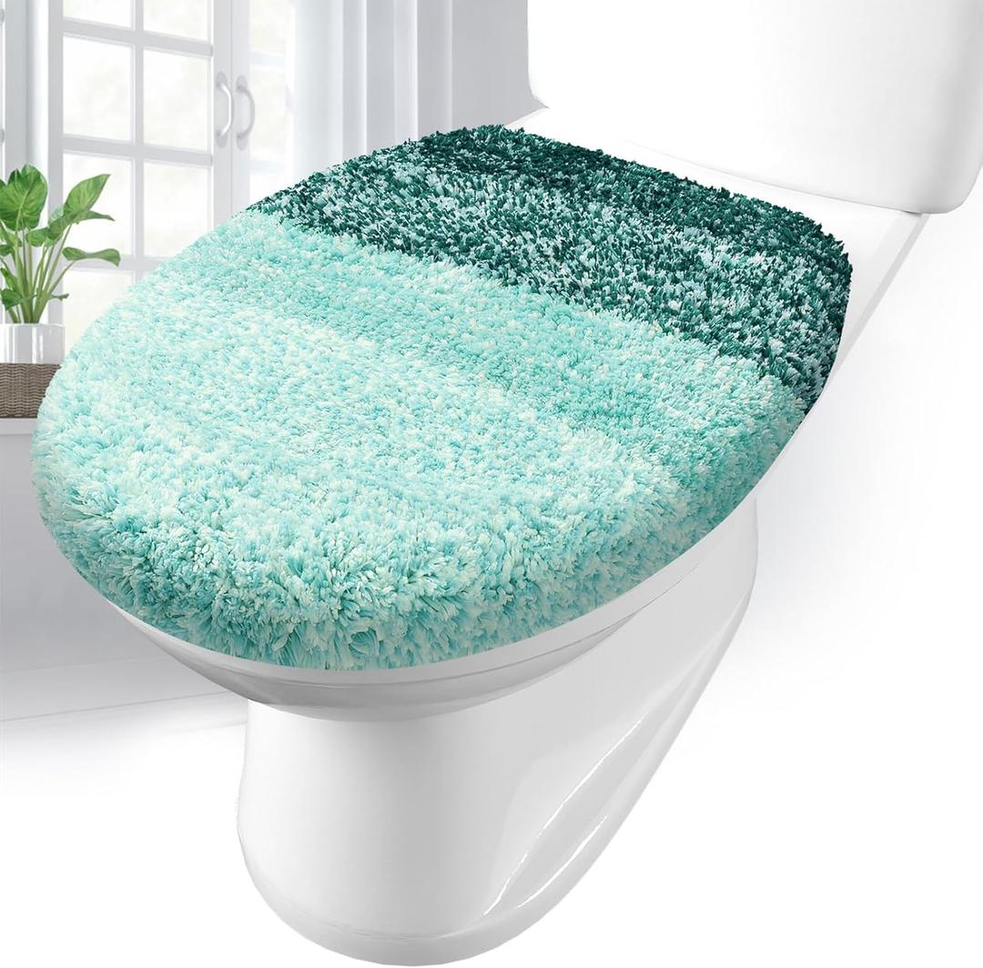 Arotive Soft Microfiber Bathroom Toilet Lid Cover, Machine Washable Seat Covers, 17.5 x 15, Stays in Place Rubber Backing, Fits Most Round, Elongated and Oblong Lids, Accessories Decor, Dark Green