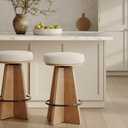 Nathan James Preston Modern Swivel Solid Wood Counter Stool with Boucle Upholstered Seat