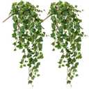 Hollyone 2pcs Artificial Hanging Plants 35.4" Fake Ivy Vine Faux Ivy Leaves Fire and UV Resistant Hanging Plant Wall Greenery for House Room Patio Indoor Outdoor Home Shelf Office Wedding Decor