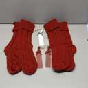 2Pack Personalized Christmas Stockings - 18 Inch Large Cable Knitted Xmas Hanging Stockings with DIY Wooden Name Tags for Family Holiday Decor (Red)