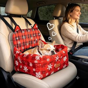 Dog Booster Car Seats for S/M Dogs Up to 35lbs,Pet Car Seat/Travel Bed with Washable&Removable Cover,Storage Pockets,Dog Safety Belt and Elevated Cushion Fits in Front/Back Seat