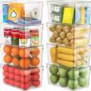 theaoo Clear Storage Bins with Lids Stackable - Large Plastic Containers for Pantry Organization and Storage - Perfect for kitchen,Fridge,Laundry Room,Bathroom,Garage,Closet,Cabinet Organizer - 8 Pack (Large (Pack of 8))