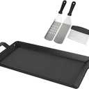 Carbon Steel Griddle for Gas Grill with Spatula Set, 24" x 10" Flat Top Griddle for Stove Top, Induction & Electric Cooktop, Double Burner Griddle Pan, Nonstick Cookware Griddle Insert
