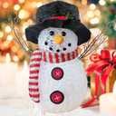 Snowman Christmas Decorations, 13.4" Light Up Indoor Snowman,Tabletop LED Color-Changing Christmas Snowman Battery Powered Colored Lights Party Supplies