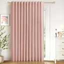 100% Blackout Shield Linen Blackout Curtains for Bedroom 84 Inches Long, Back Tab/Rod Pocket Living Room Drapes, Thermal Insulated Blackout Curtains 1 Panel Set, 100" W x 84" L, Blush Pink