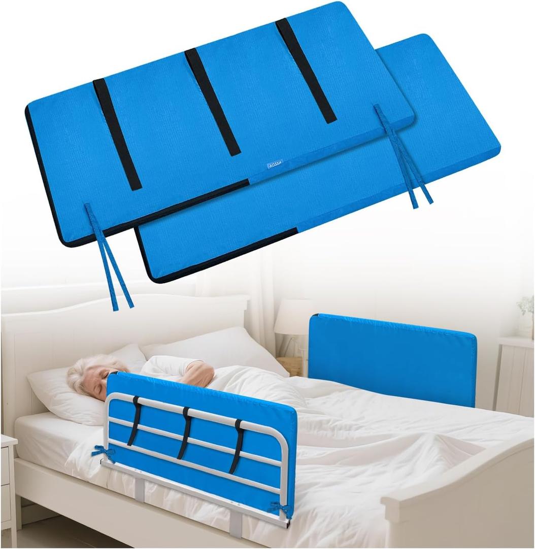 AOSSA Bed Rails Pads for Elderly Adults Bumper Bed Assist Railings for Seniors Guard Bars Safety Medical Side Rail Padding Pads Hospital Adjustable Half Rail Covers Cushion 31.5''x 14.2''x 0.8''