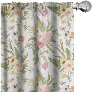 Ambesonne English Garden Curtains, Repetitive Floral Pattern with Vintage Different Flowers Bouquet, Window Treatments 2 Panel Set for Living Room Bedroom, Pair of - 28" x 84", Yellow Beige (28"W x 84"L (Pack of 2))