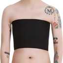 Tomboy Trans Lesbian Strapless Plus Size Chest Binder Top with 20 CM Elastic Band (Black, XXXL)