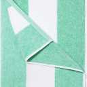 HENBAY Cotton Oversized Beach Towel - Large 70 x 35 Inch Pool Towel, Green Striped Quick Dry Swimming Cabana Towel