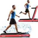 SuperFit 4.75HP 2 In 1 Folding Treadmill W/Remote APP Control Red