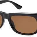 SOJOS Retro Rectangle Polarized Sunglasses for Women Men Vintage Shades UV400 Protection Sunnies SJ2338 (Black/Brown)