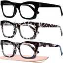 CCVOO Oprah Style Reading Glasses for Women, Eyeglasses, Blue Light Readers for Women, Computer Eye Glasses, Cheaters, Pack of 3, Smoky Safari, 2.5x
