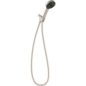 hansgrohe Pulsify S Handheld Shower Head Set Modern 3-Spray PowderRain, IntenseRain, Pulsating Massage with QuickClean with Hose in Brushed Nickel, 2.5 GPM, 04917820