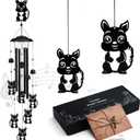 Gabzart Squirrel Wind Chimes for Outside/Indoors, Squirrel Gifts for Women Mom Grandma, Aluminum Tubes Windchimes S Hook, 37" Wind Chime Hanging Decor for Home Patio Garden Porch Yard (Black-Squirrel)