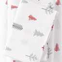 Great Bay Home Flannel Sheet Set Twin Size - 100% Turkish Cotton, Double-Brushed, Printed Bed Sheets - Ultra-Soft, Cozy, 3-Piece Bedding Set (Winter Trees - Red)