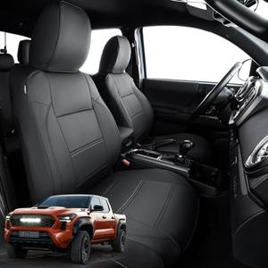 DrCarNow for Toyota Tacoma Seat Cover 2016 2017 2018 2019 2020 2021 2022 2023 for Tacoma Truck Leather Seat Cover Crew Cab/Double Cab SR SR5 Limited TRD Pro Accessories(Not Fit The 4th Gen)