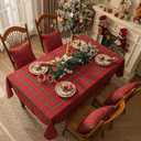 Softalker Christmas Checkered Tablecloth for 8 Foot Rectangle Table - Red Buffalo Plaid Linen Cotton Gingham Xmas Table Cloth, Winter Farmhouse Table Decoration for Dining Party Holiday, 54 x 120 Inch
